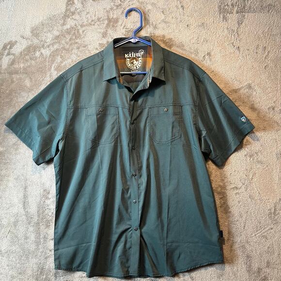 Kuhl Stealth Snap Short Sleeve Button Up Shirt Tidal Wave Blue Mens Size XL New - Picture 1 of 7